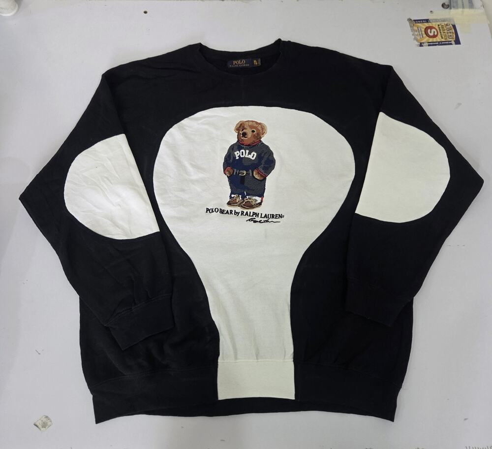 Vintage Polo Reworked Sweatshirt – Unique Upcycled Panelled Jumper – Size XL